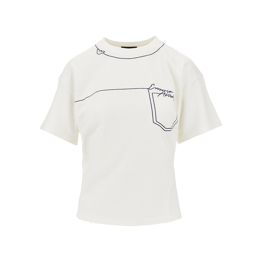 Emporio Armani Embroidered interlock jersey T-shirt
