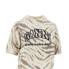 Ganni Knitted top with zebra-striped motif