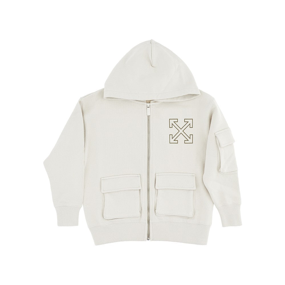 Off-White Full-zip hoodie with cargo pockets