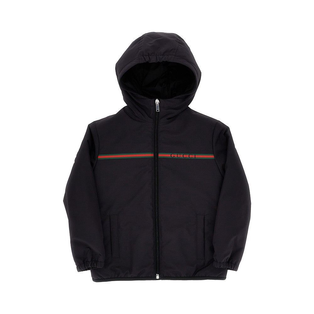 Gucci Web print nylon padded jacket