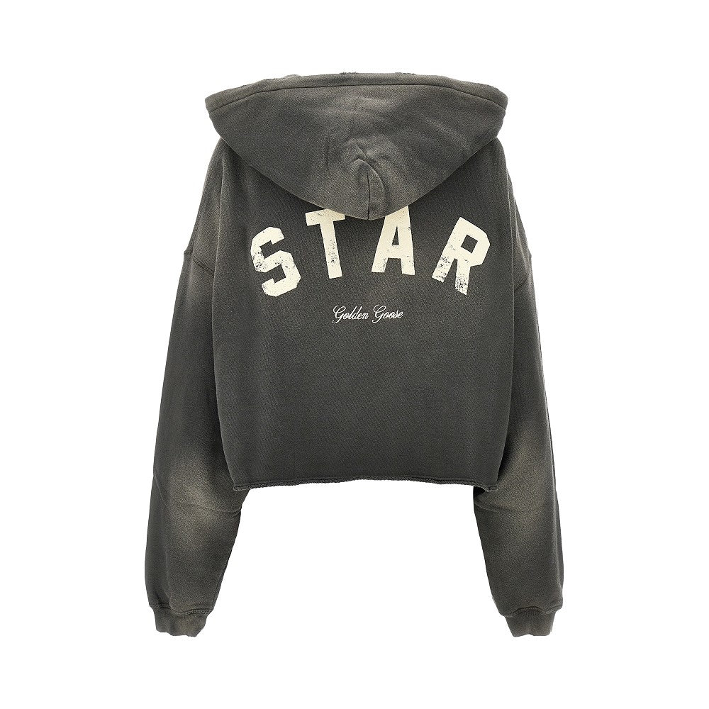 Golden Goose Back logo print oversized cropped hoodie