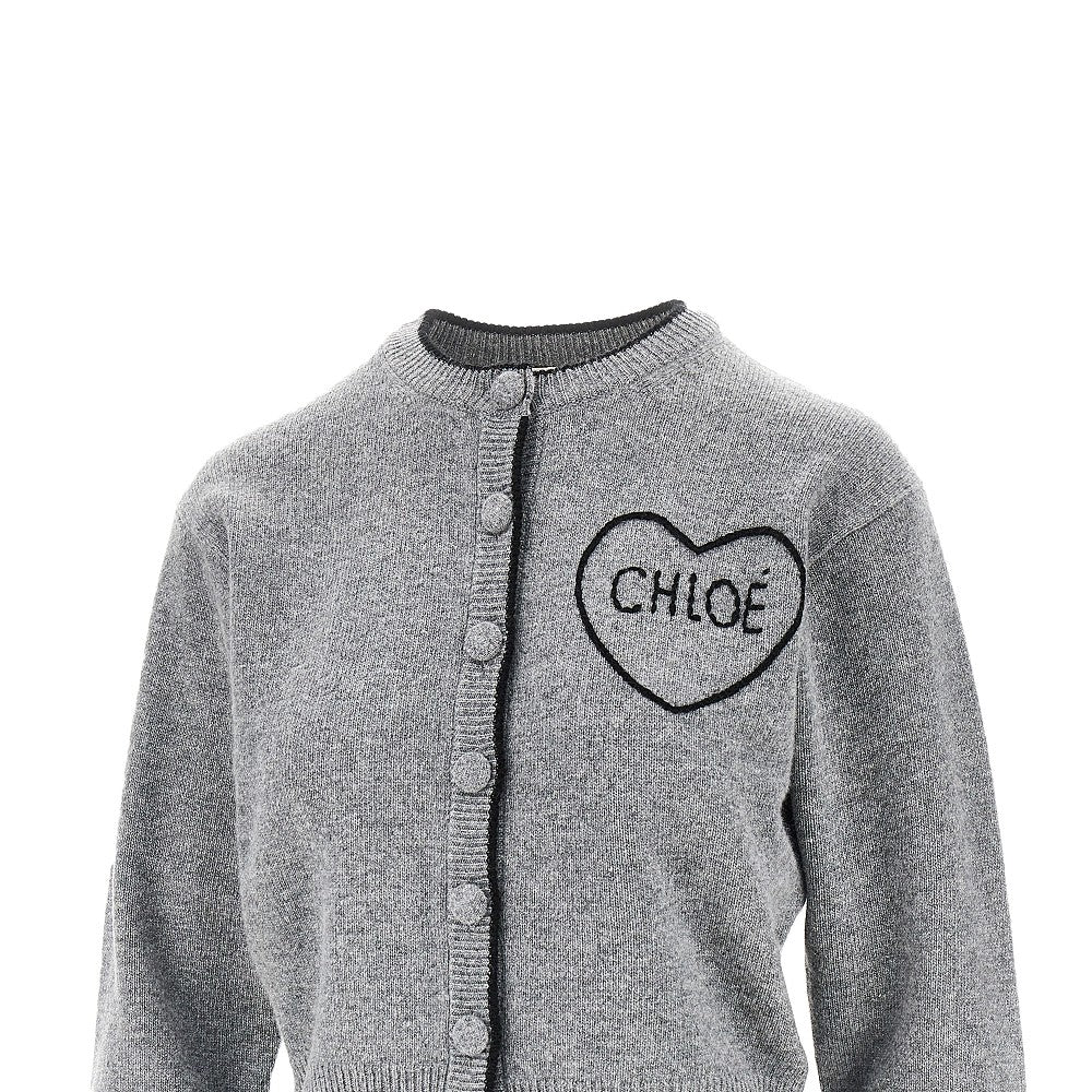 Chloé Logo embroidery wool and cashmere cardigan