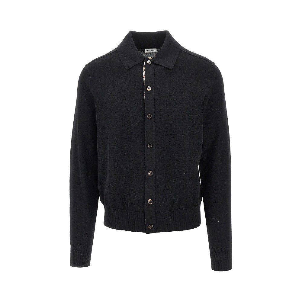 Burberry Wool cardigan with Check trimming