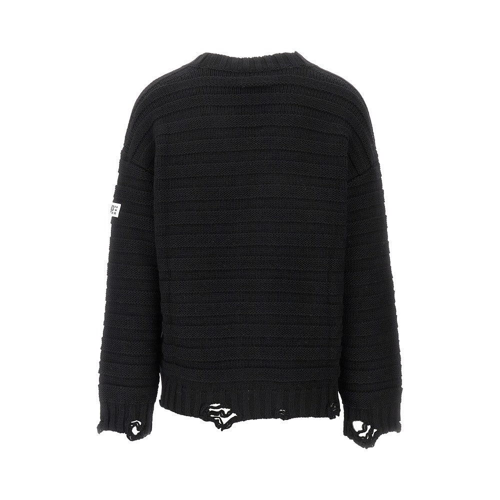 MM6 Maison Margiela Distressed wool blend cardigan