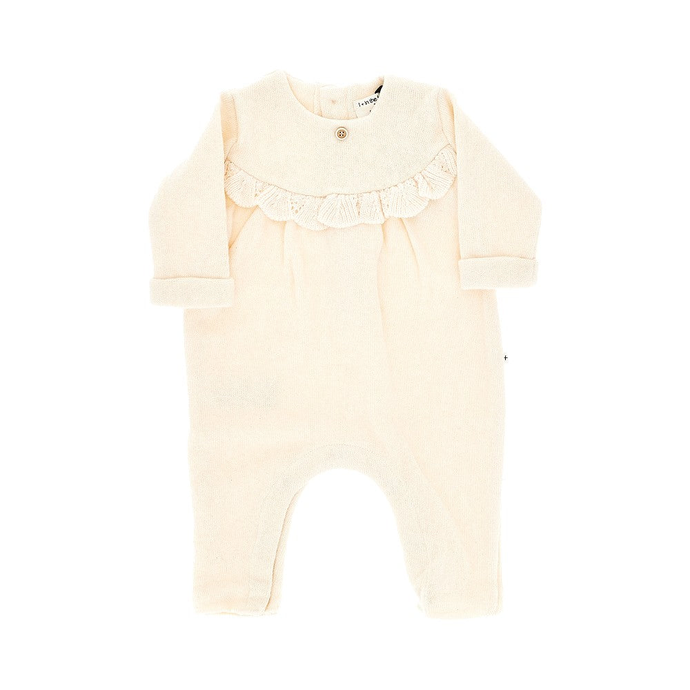 1 + in the Family Ruffled cotton-blend romper suit