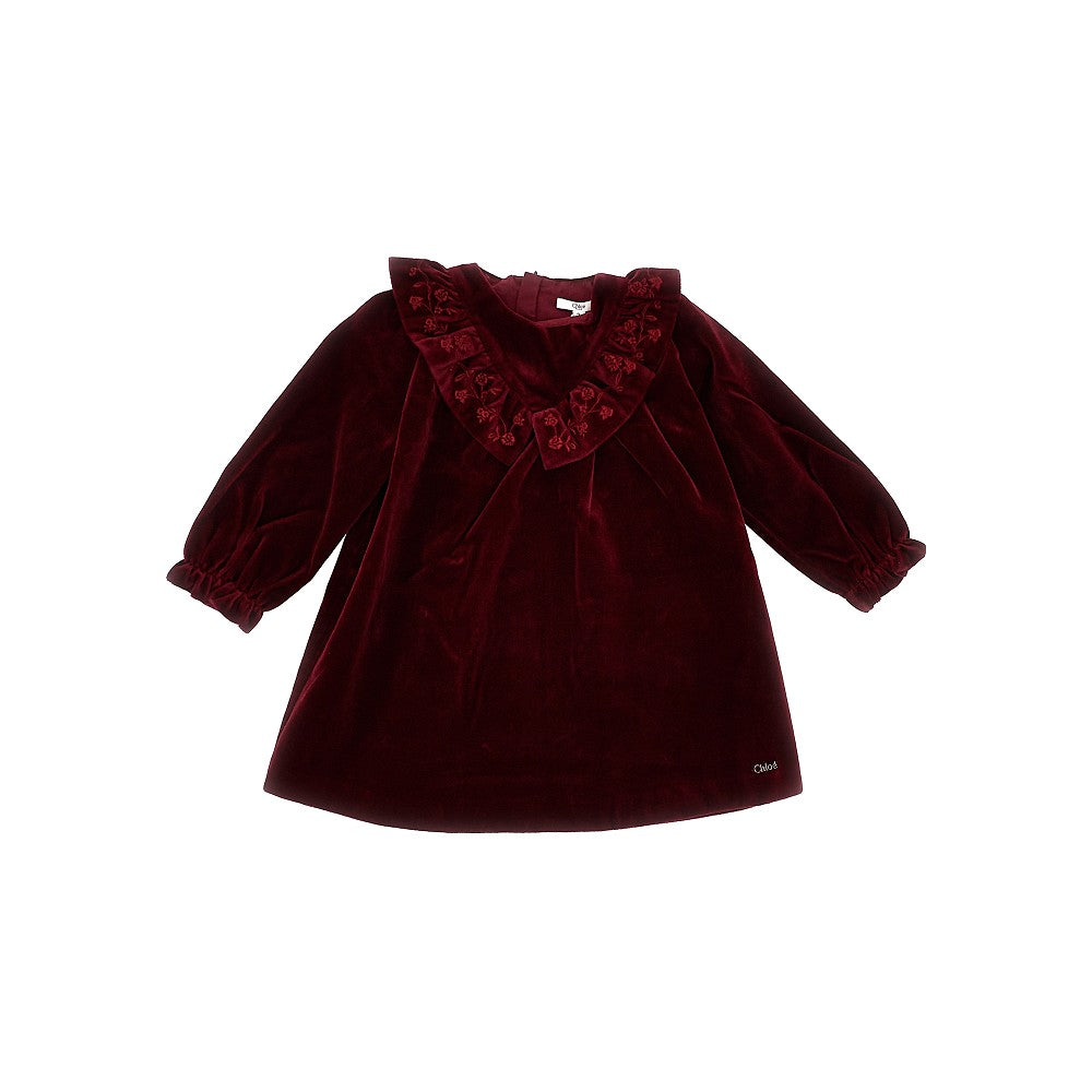Chloé Velvet mini dress with embroidered frill