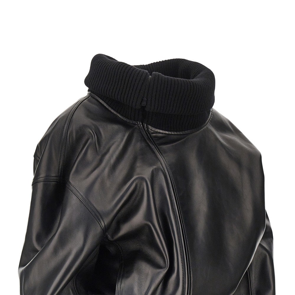 Phoebe Philo Nappa leather jacket with rib knit collar