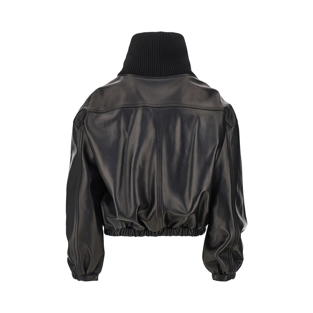 Phoebe Philo Nappa leather jacket with rib knit collar