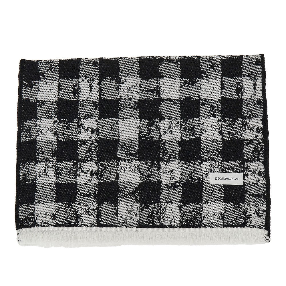 Emporio Armani Knitted scarf with Check motif