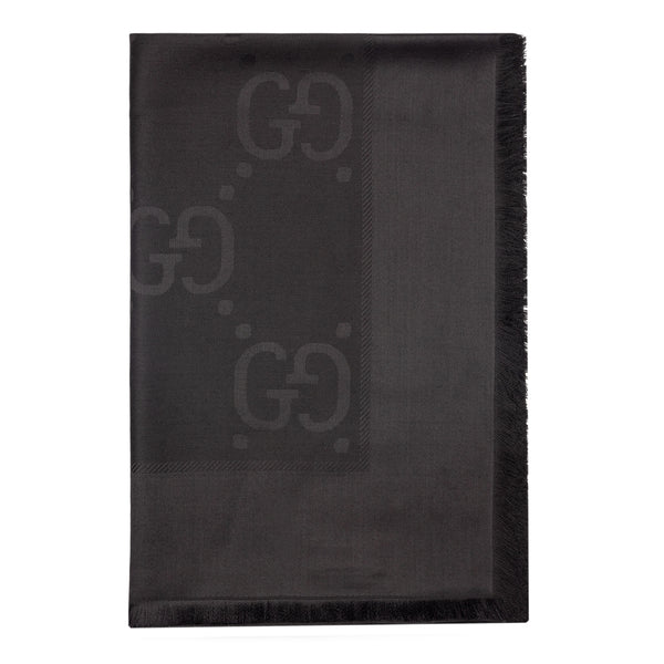 Gucci GG jacquard wool and silk scarf