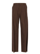 Mm6 Maison Margiela Wide Leg Trousers With Pleats - Brown