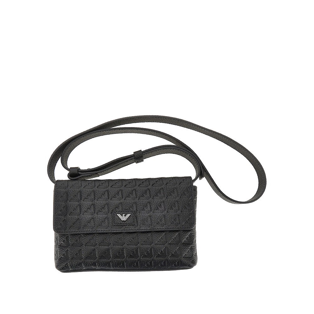 Emporio Armani Embossed leather pouch with strap