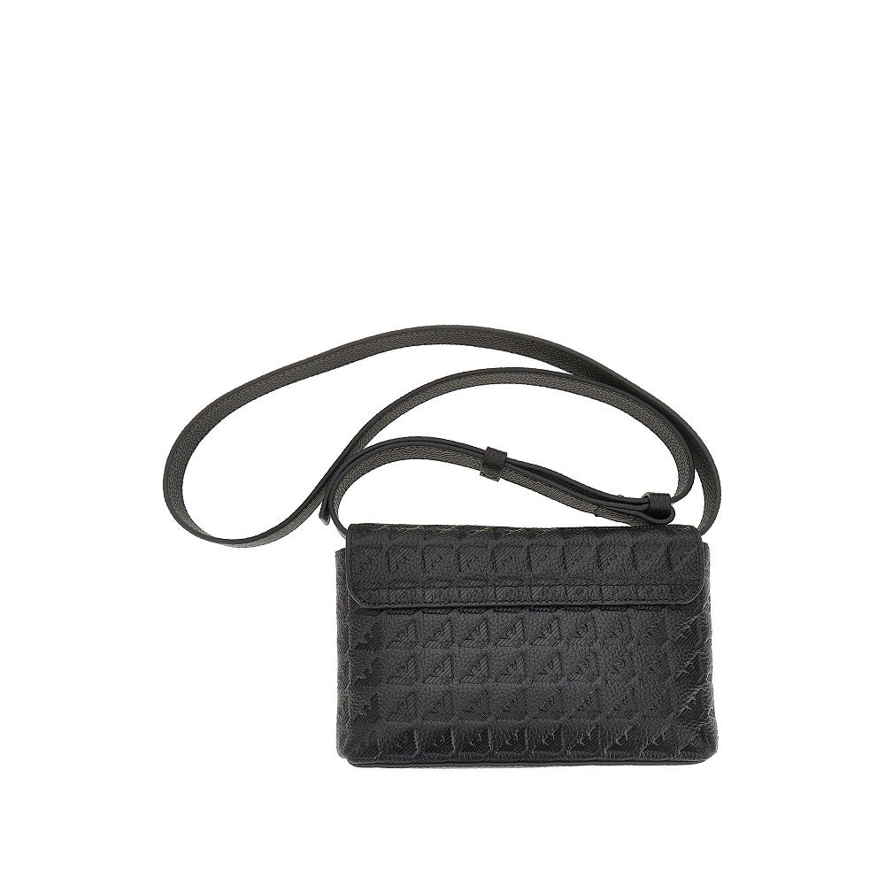 Emporio Armani Embossed leather pouch with strap