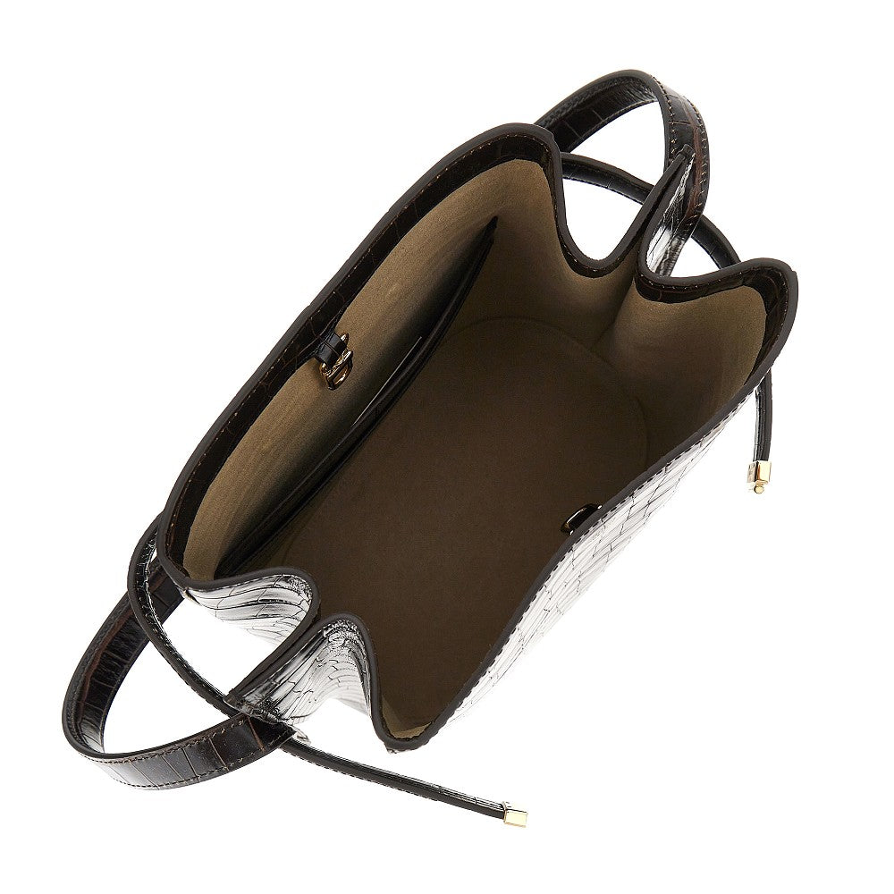 Toteme Croco-embossed leather Belted bucket bag