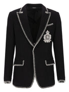 Dolce & Gabbana Single-Breasted Blazer With Embroidery - Black