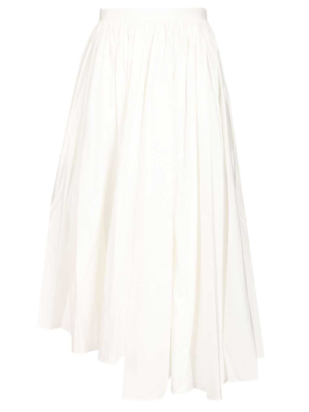 Self-Portrait Poplin Midi Skirt - White