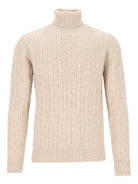 Eleventy Cable Knit Turtleneck Sweater - Beige