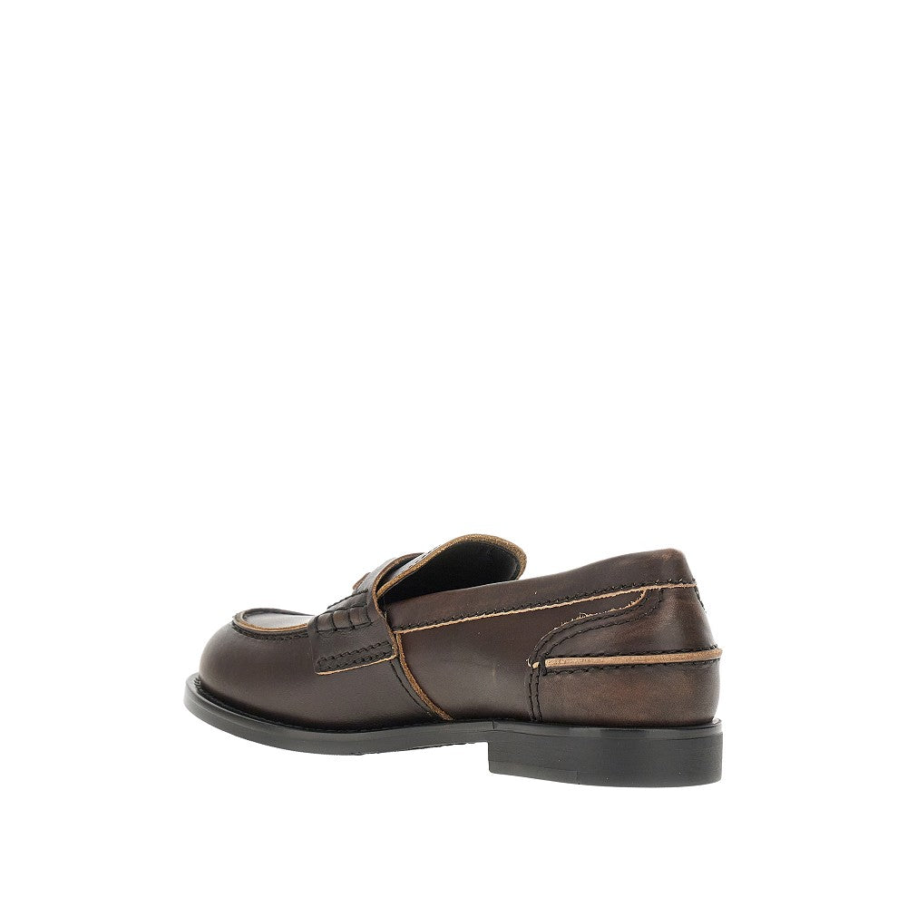 Miu Miu Vintage effect leather Penny Loafers