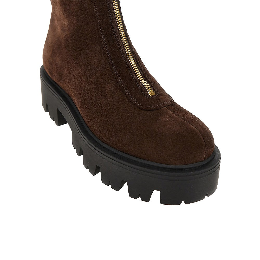 Prada Suede leather zip-up ankle boots