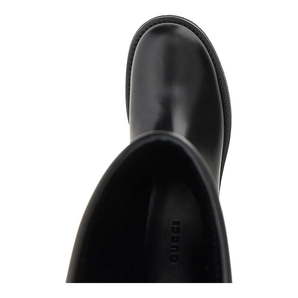 Gucci Leather boots with Web intarsia