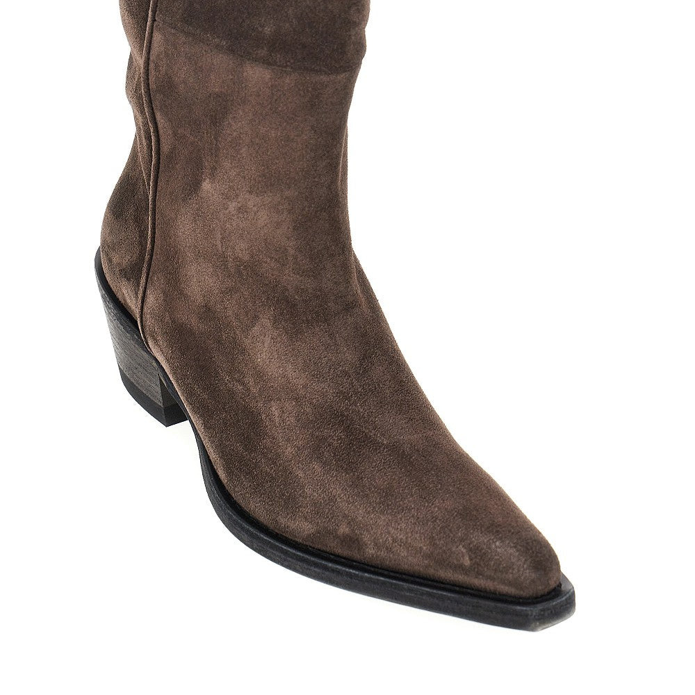 Khaite 'Clive' suede leather Western boots