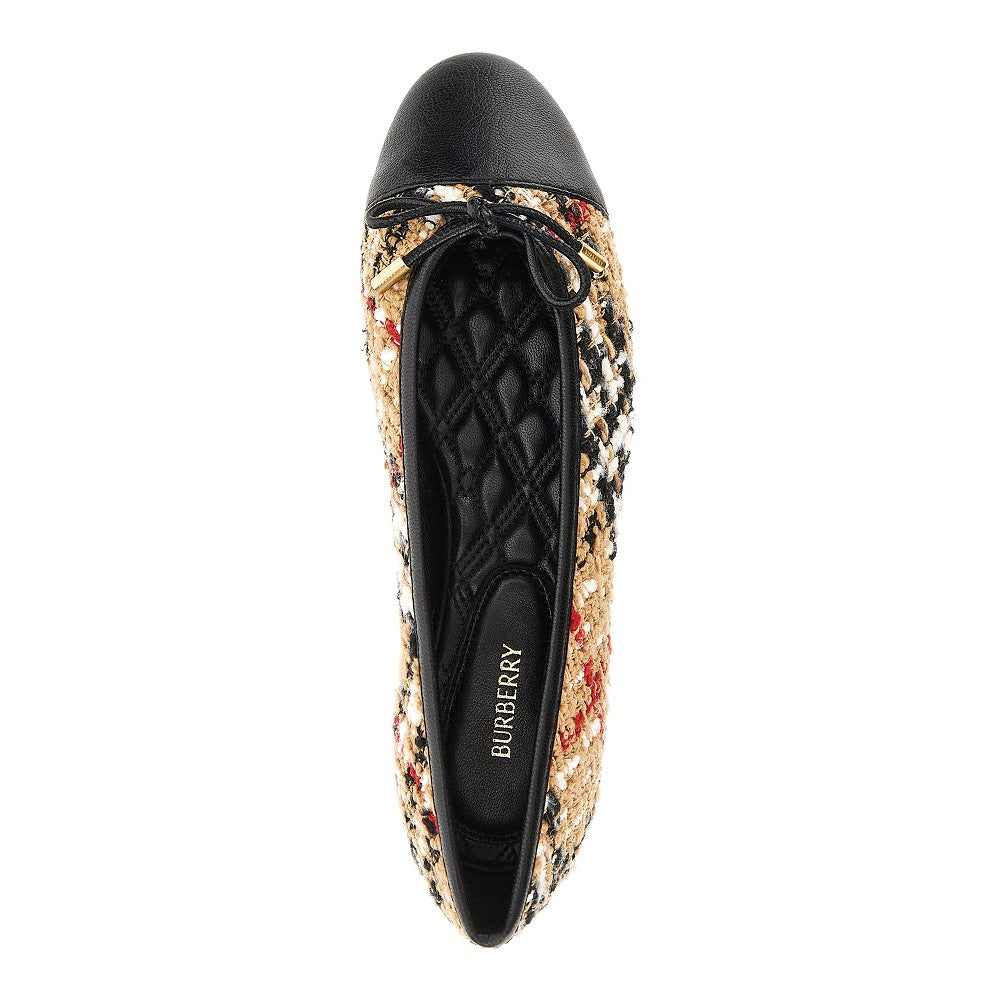 Burberry Check bouclé and leather Highgate ballerinas
