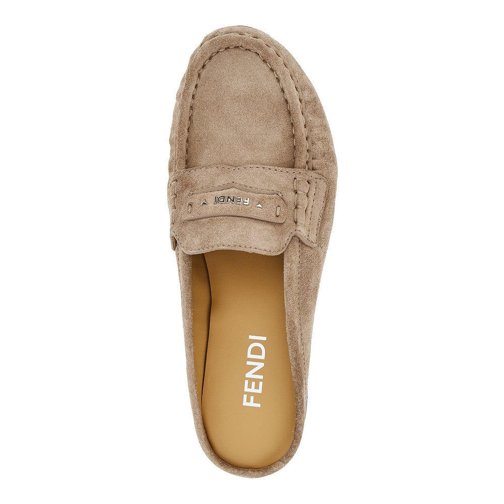 Fendi 'Fendi Scrunch' suede leather sabot