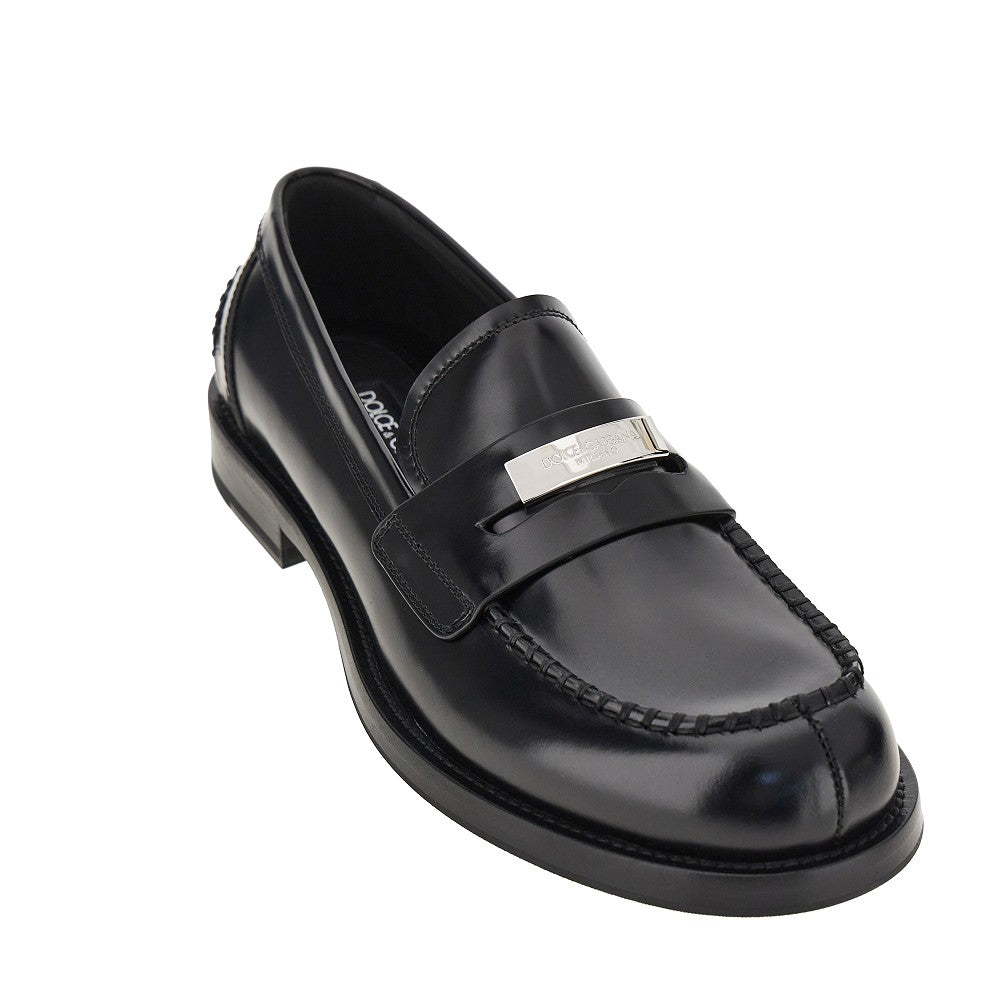 Dolce & Gabbana Logo plate leather loafers