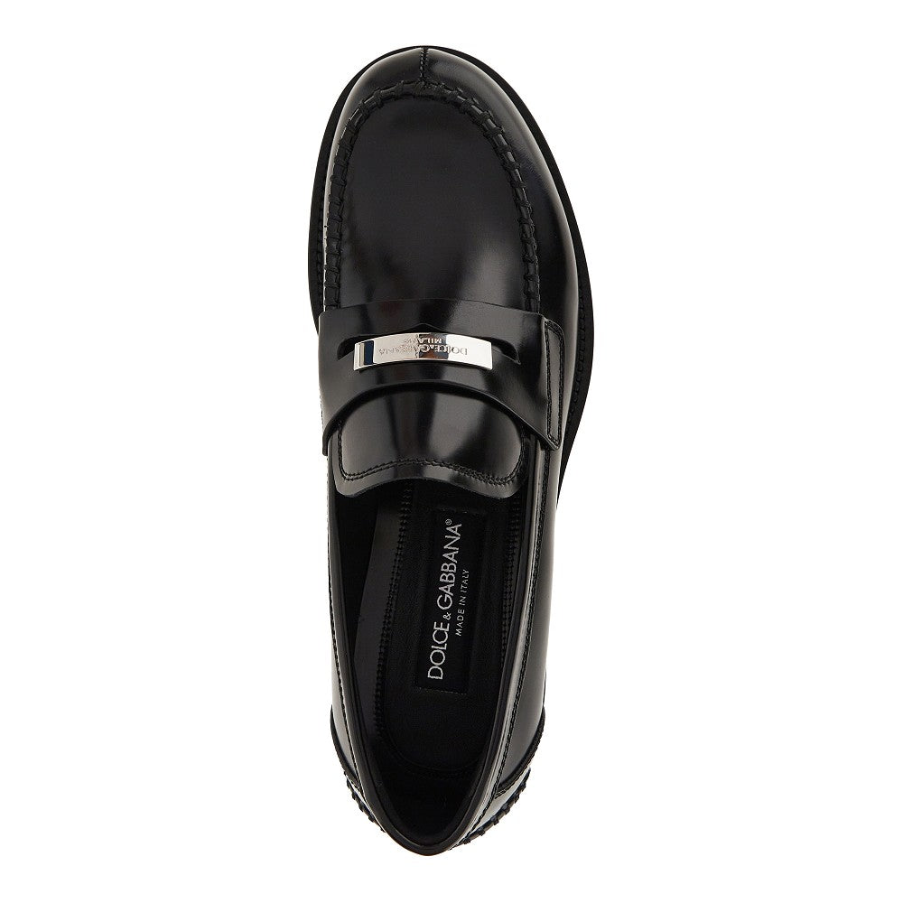 Dolce & Gabbana Logo plate leather loafers