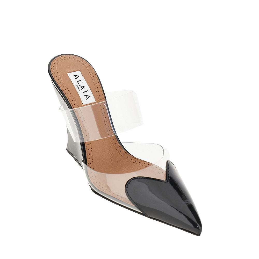 Alaïa PVC and leather 'Le Coeur' wedge mules