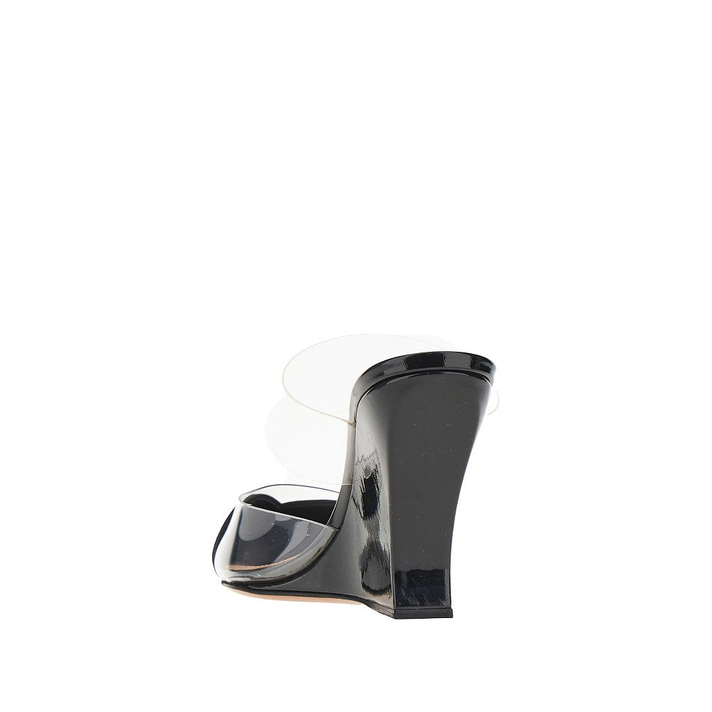 Alaïa PVC and leather 'Le Coeur' wedge mules