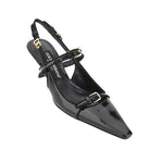 Dolce & Gabbana Glossy leather buckled slingback pumps
