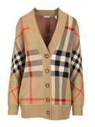 Burberry Check Wool Blend Cardigan - Beige