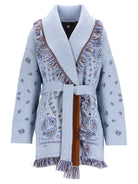 Alanui Bandana Cashmere Cardigan - Sky Blue