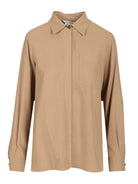 Max Mara Siamese Shirt In Washed Silk - Brown