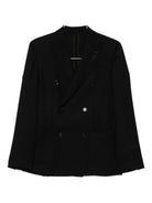 Lardini Double-Breasted Wool Blazer - Black