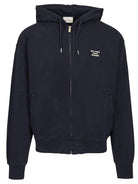 Drole De Monsieur Slogan Zip Up Hoodie - Blue