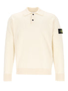 Stone Island Lightweight Wool Polo Sweater Geelong Rws - White
