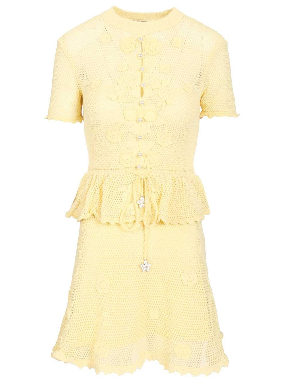 Self-Portrait Mini Dress - Yellow