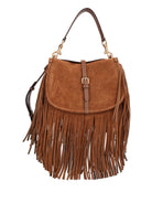 Etro Medium Pony Suede Bag With Fringes - Brown