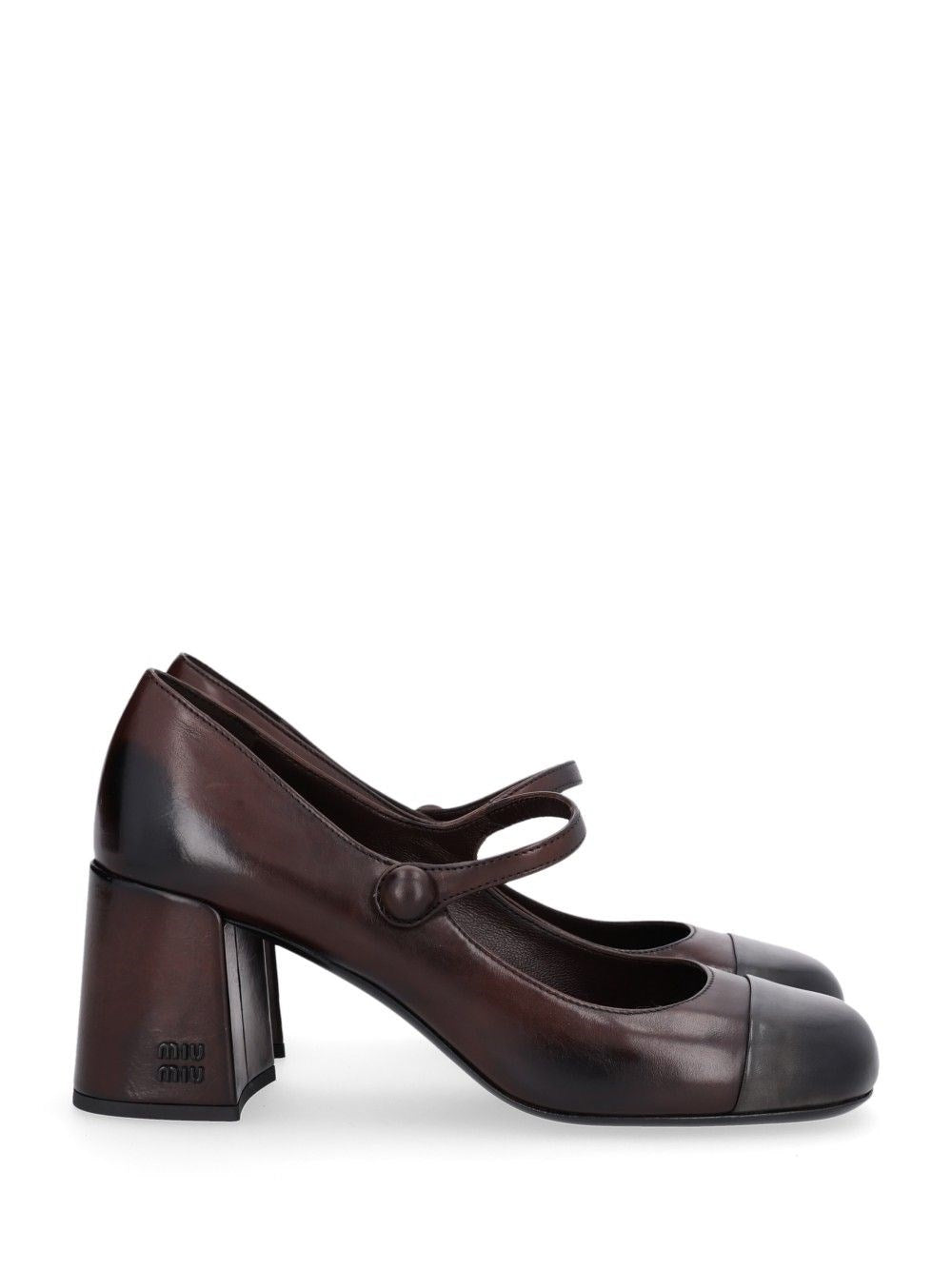 Miu Miu Waxed Leather Pumps - Brown