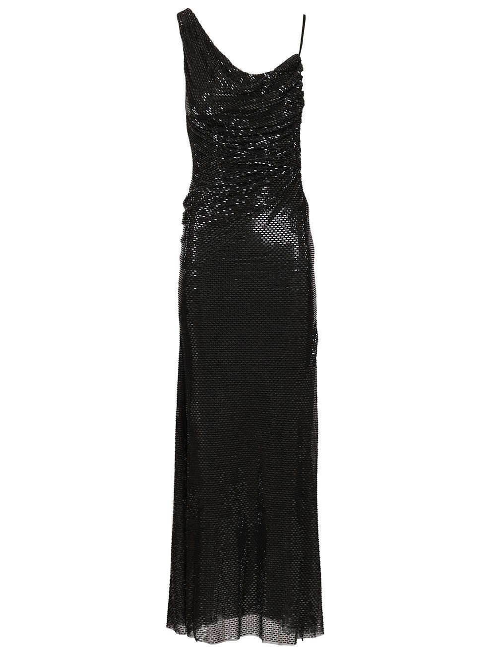 Self-Portrait Draped Dress - Black
