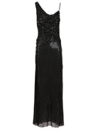 Self-Portrait Draped Dress - Black