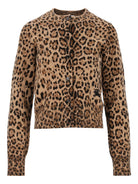 Burberry Animal Print Wool And Cashmere Cardigan