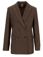 Max Mara Double-Breasted Wool Gabardine Blazer - Brown