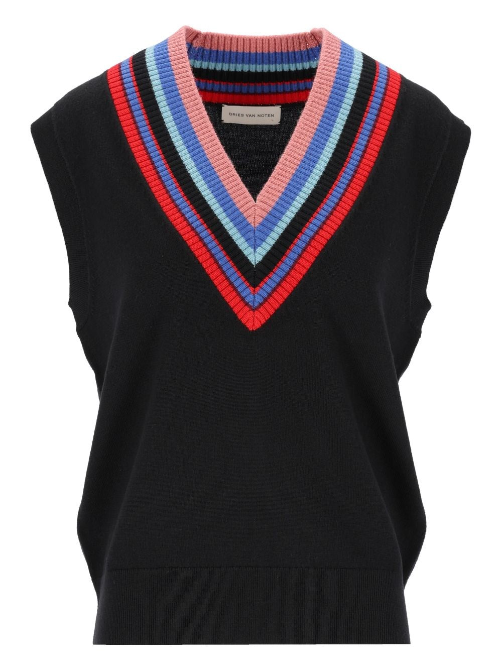 Dries Van Noten V-Neck Wool Top - Black