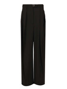 Sportmax Wide-Leg Stretch Wool Trousers - Black