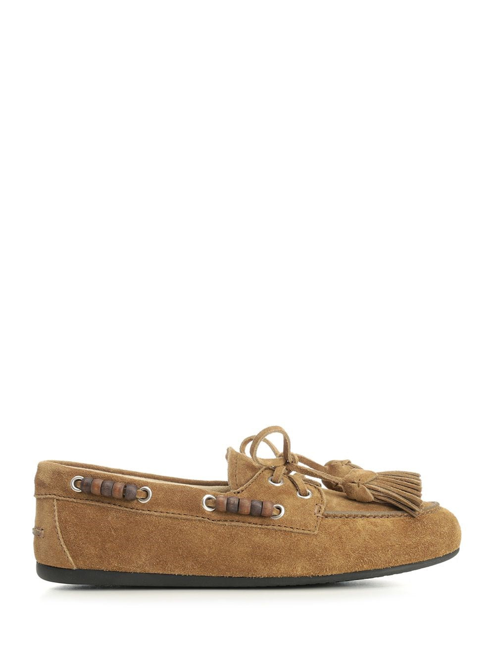 Miu Miu "Deck" Suede Shoes With Tassels - Brown