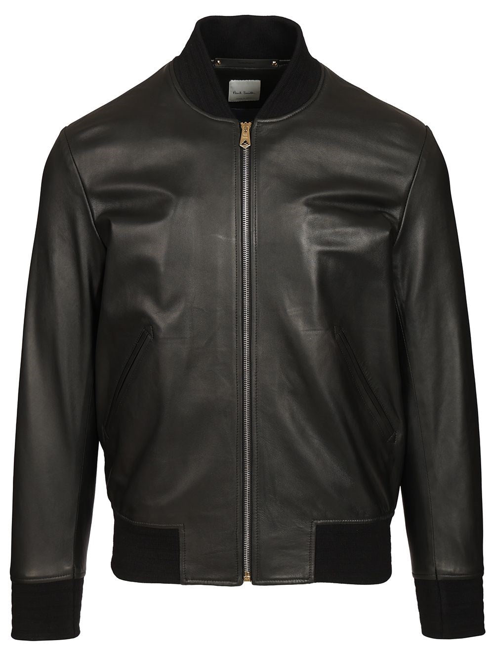 Paul Smith Leather Bomber Jacket - Black