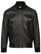Paul Smith Leather Bomber Jacket - Black